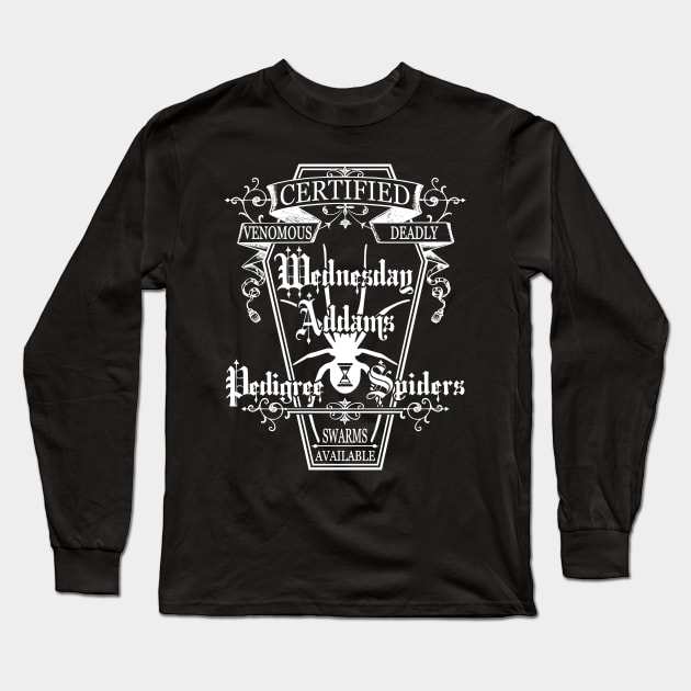 Wednesday Addams Pedigree Spiders Long Sleeve T-Shirt by RavenWake